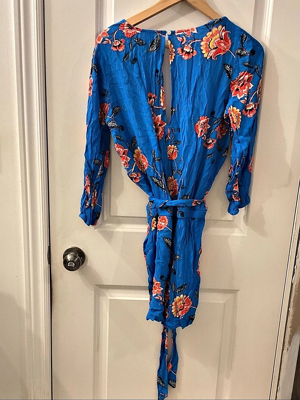 Loft beach Floral Wrap Mini Dress in Blue Size Small NWT - Picture 2 of 3